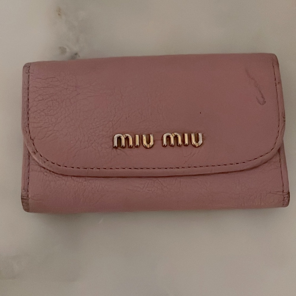Miu Miu pink leather key holder